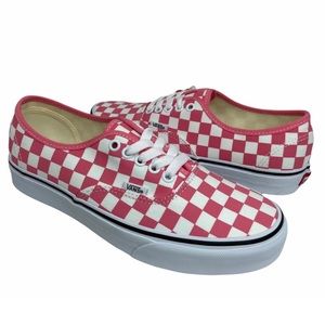 Vans Authentic Checkerboard Pink & White Skateboard Shoes